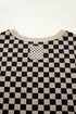 Mixed Checkered Patchwork Drop Shoulder High Low Top